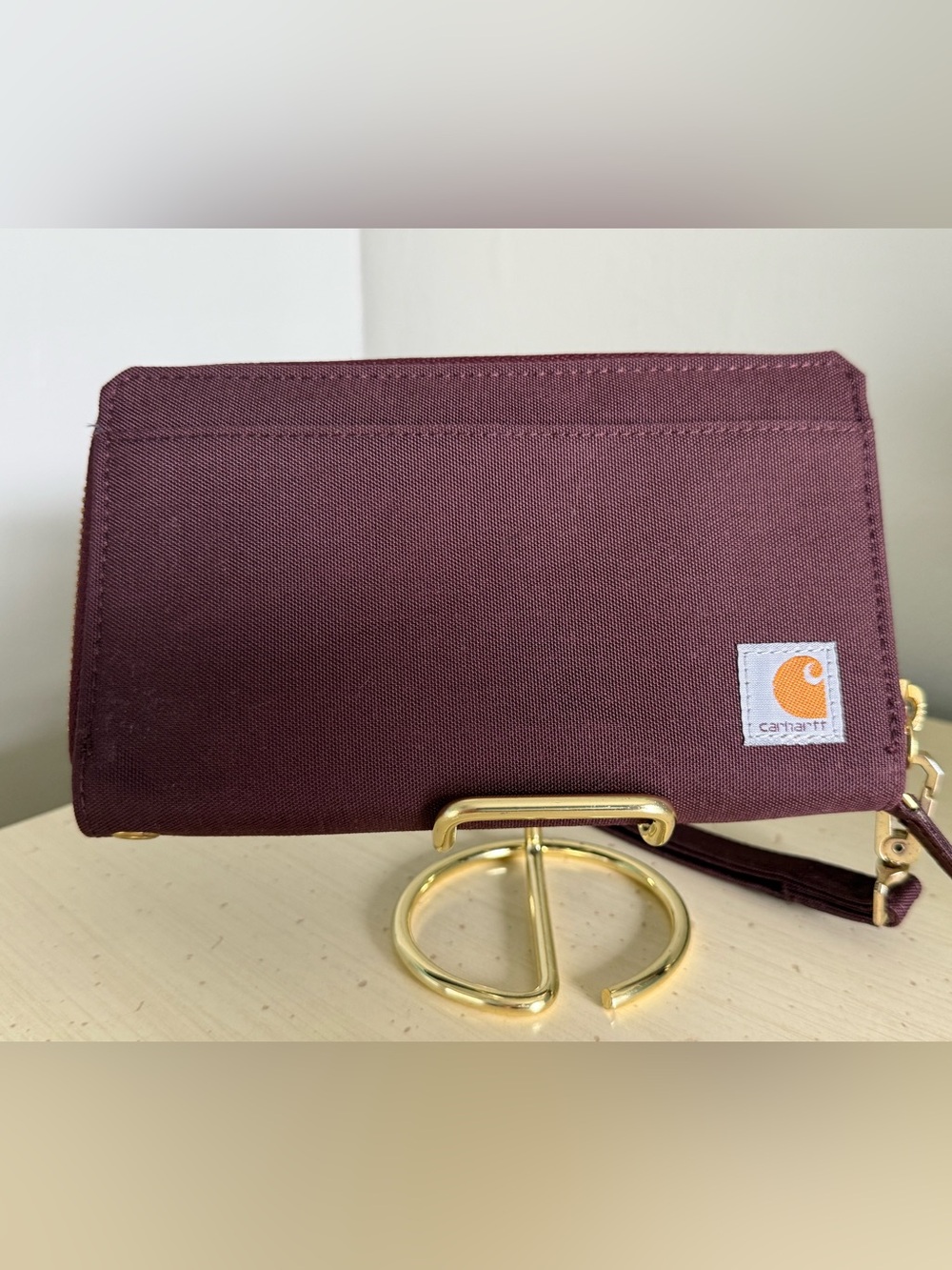 Carhartt Nylon Duck Zippered Card Keeper Wallet Deep Wine Wristlet